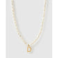 Statement Letter Pearl Gold Necklace - D - Necklaces