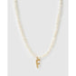 Statement Letter Pearl Gold Necklace - F - Necklaces