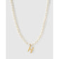 Statement Letter Pearl Gold Necklace - H - Necklaces