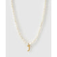 Statement Letter Pearl Gold Necklace - J - Necklaces