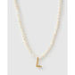 Statement Letter Pearl Gold Necklace - L - Necklaces
