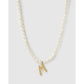 Statement Letter Pearl Gold Necklace - M - Necklaces