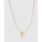 Statement Letter Pearl Gold Necklace - P - Necklaces