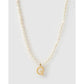Statement Letter Pearl Gold Necklace - Q - Necklaces