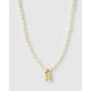 Statement Letter Pearl Gold Necklace - R - Necklaces