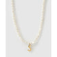Statement Letter Pearl Gold Necklace - S - Necklaces