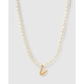 Statement Letter Pearl Gold Necklace - V - Necklaces