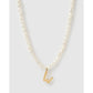 Statement Letter Pearl Gold Necklace - W - Necklaces