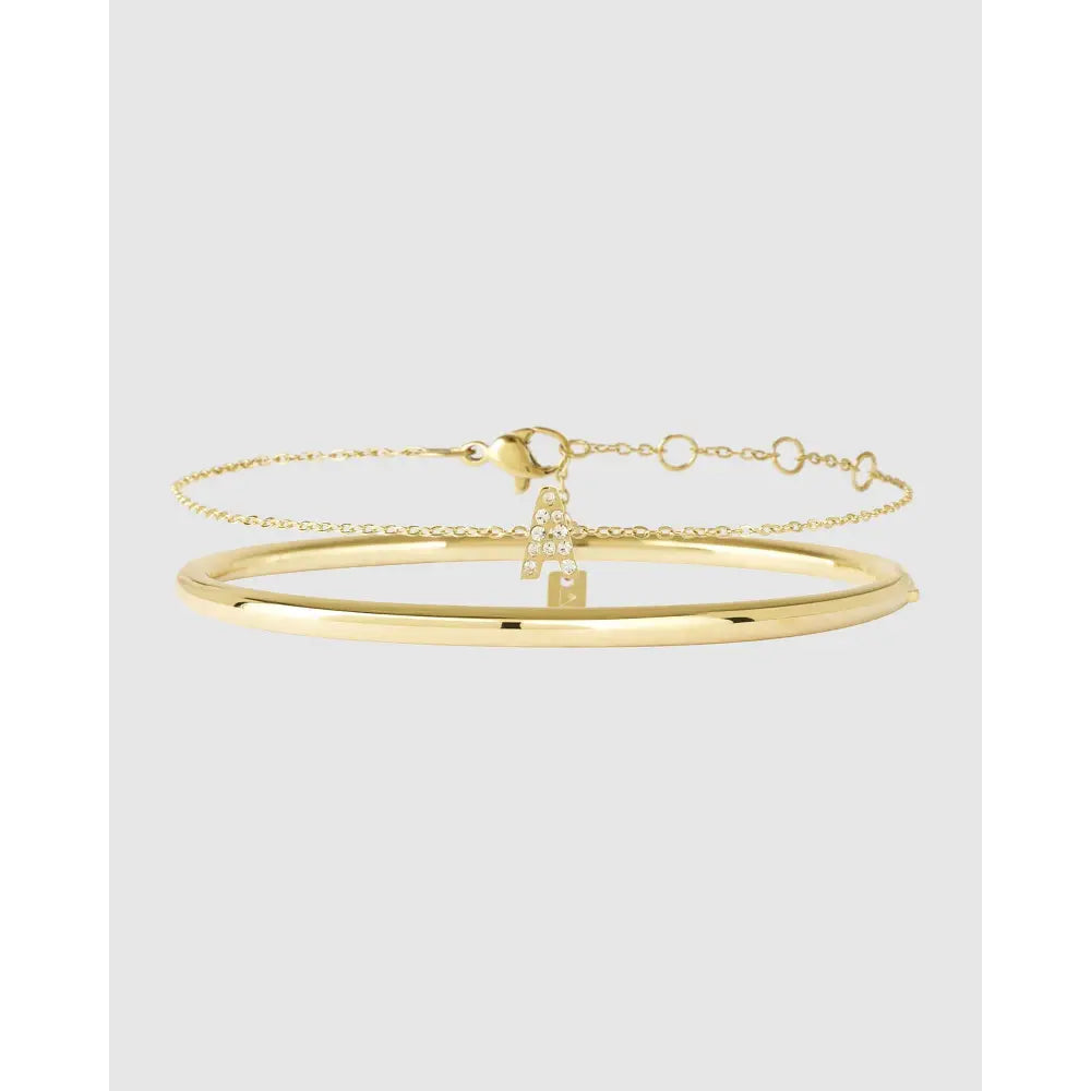 Stone Initial Gold Bracelet Stack - A / S/M - Bracelets