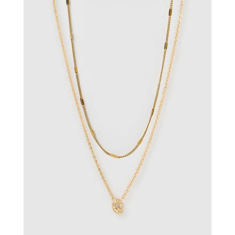 Stone Initial Necklace Stack - Q - Necklaces