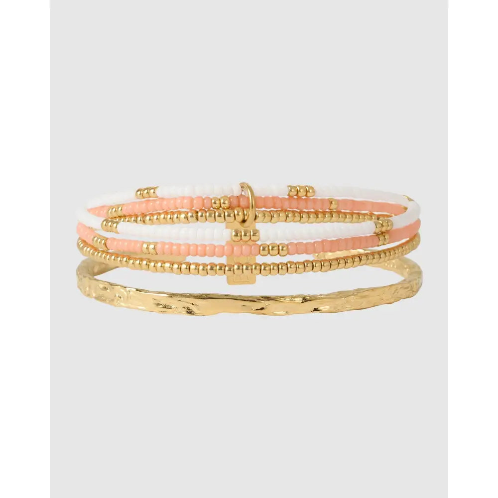 Sunshine Gold Bracelet Stack Coral - Rose - Bracelets