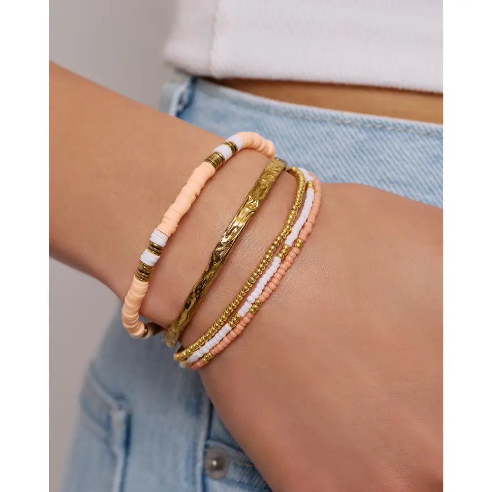 Sunshine Gold Bracelet Stack Coral - Bracelets