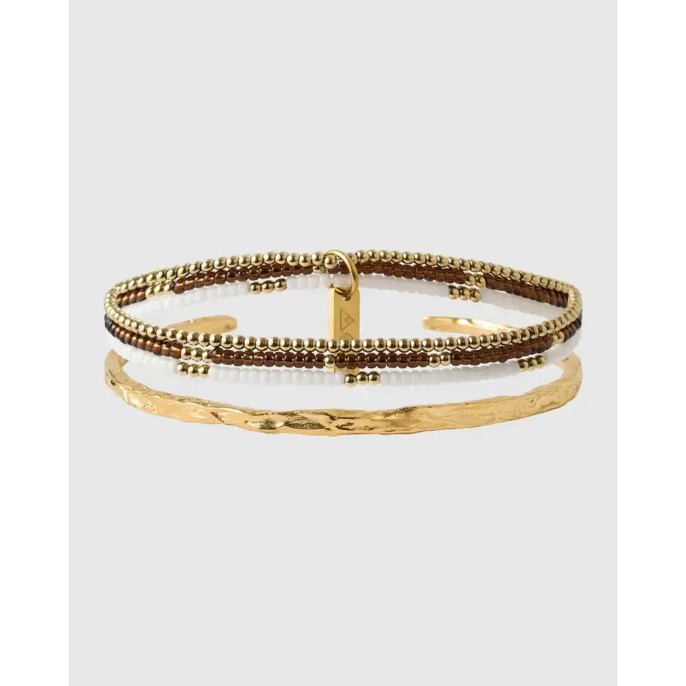 Sunshine Gold Bracelet Stack Coral - Coffee - Bracelets
