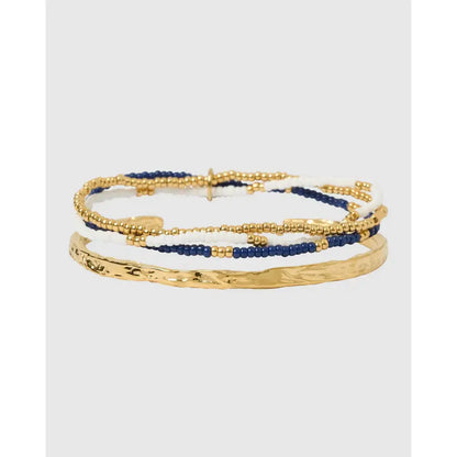 Sunshine Gold Bracelet Stack Coral - Navy - Bracelets