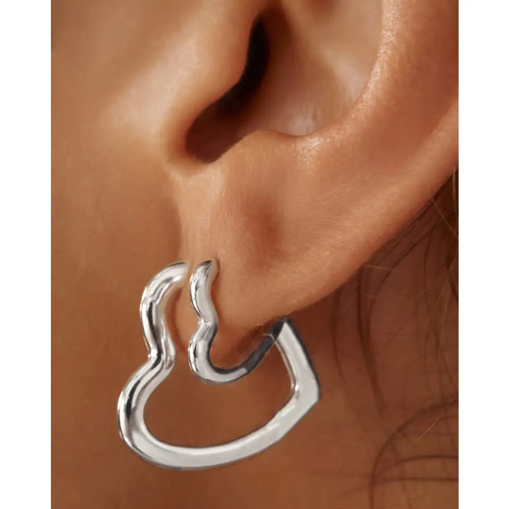 Sweetheart Silver Earrings Large - Earrings