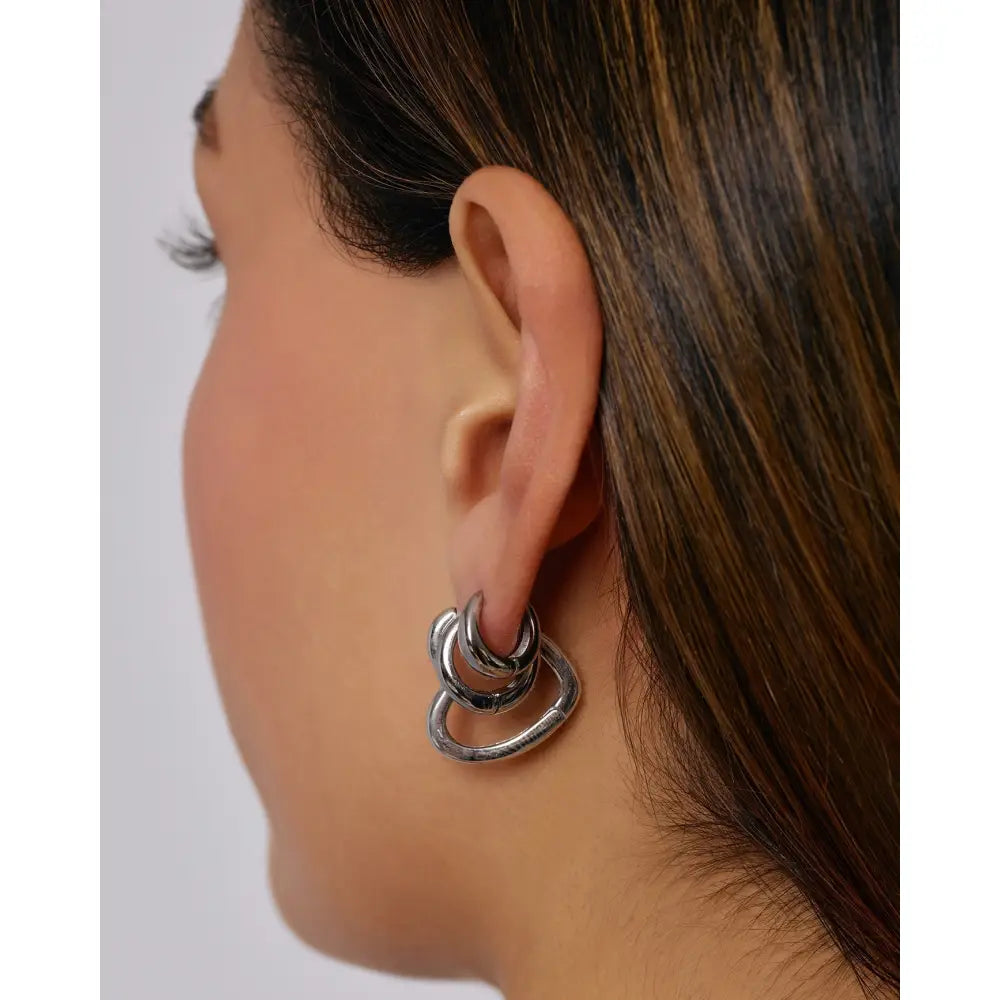 Sweetheart Silver Earrings Large - Earrings