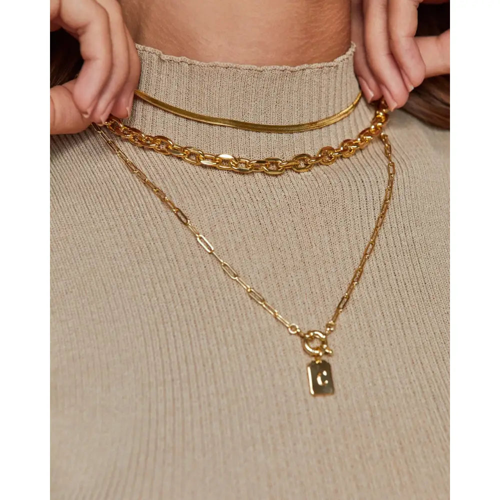 Tag Gold Necklace Stack - Necklaces