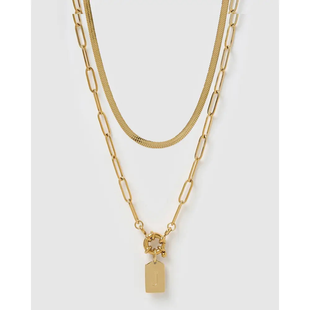 Tag Gold Necklace Stack - Necklaces