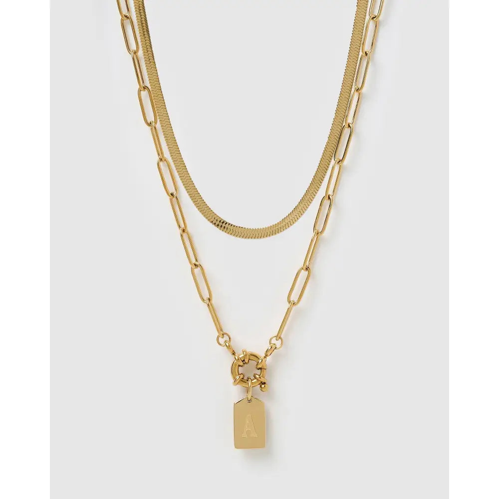 Tag Gold Necklace Stack - Necklaces