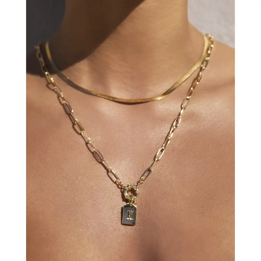 Tag Gold Necklace Stack - Necklaces