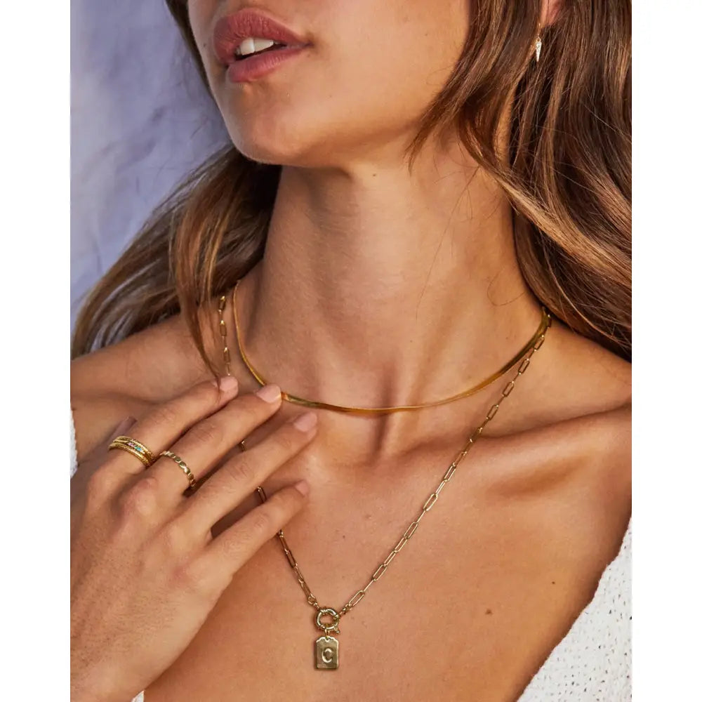 Tag Gold Necklace Stack - Necklaces