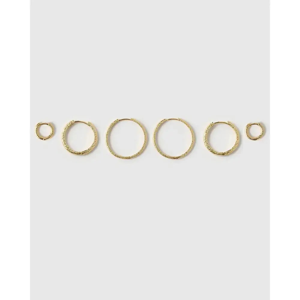 Triple Hoop Earring Stack - Earrings
