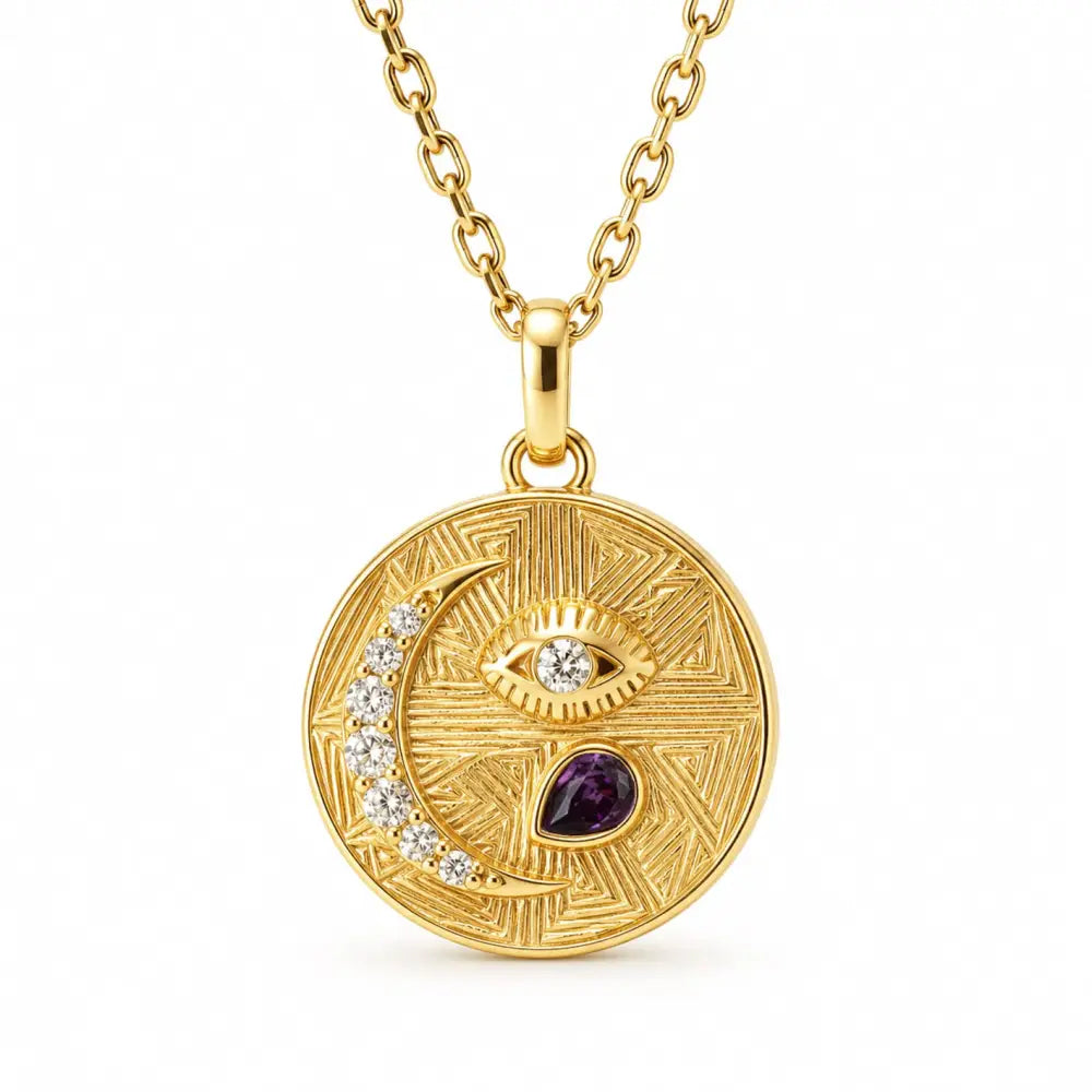 Trixie Birthstone Necklace - Gold / February - Necklaces