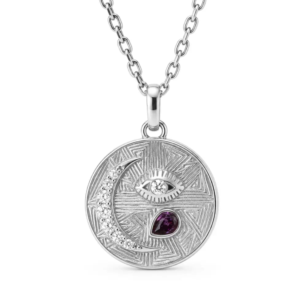 Trixie Birthstone Necklace - Silver / February - Necklaces