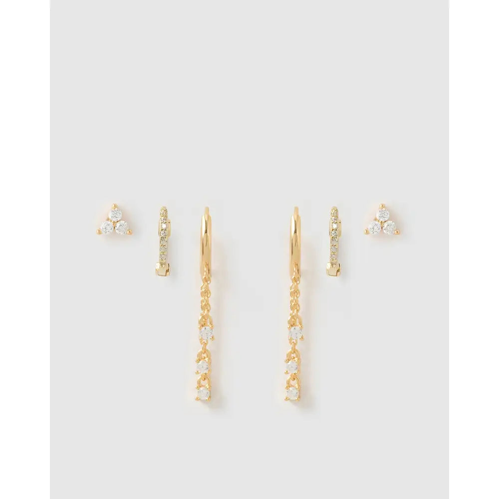 Twinkle Gold Earring Stack - Earrings