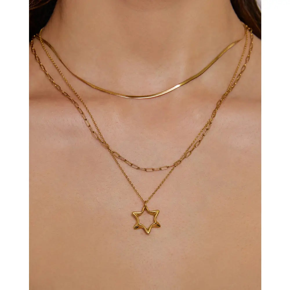 Vintage Star of David Gold Necklace - Necklaces