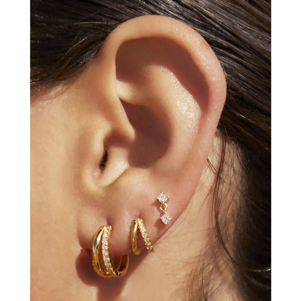 Winnie Double Gold Earring Stack - Earrings