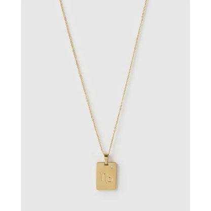 Zodiac Gold Tag Necklace - Capricorn - Necklaces