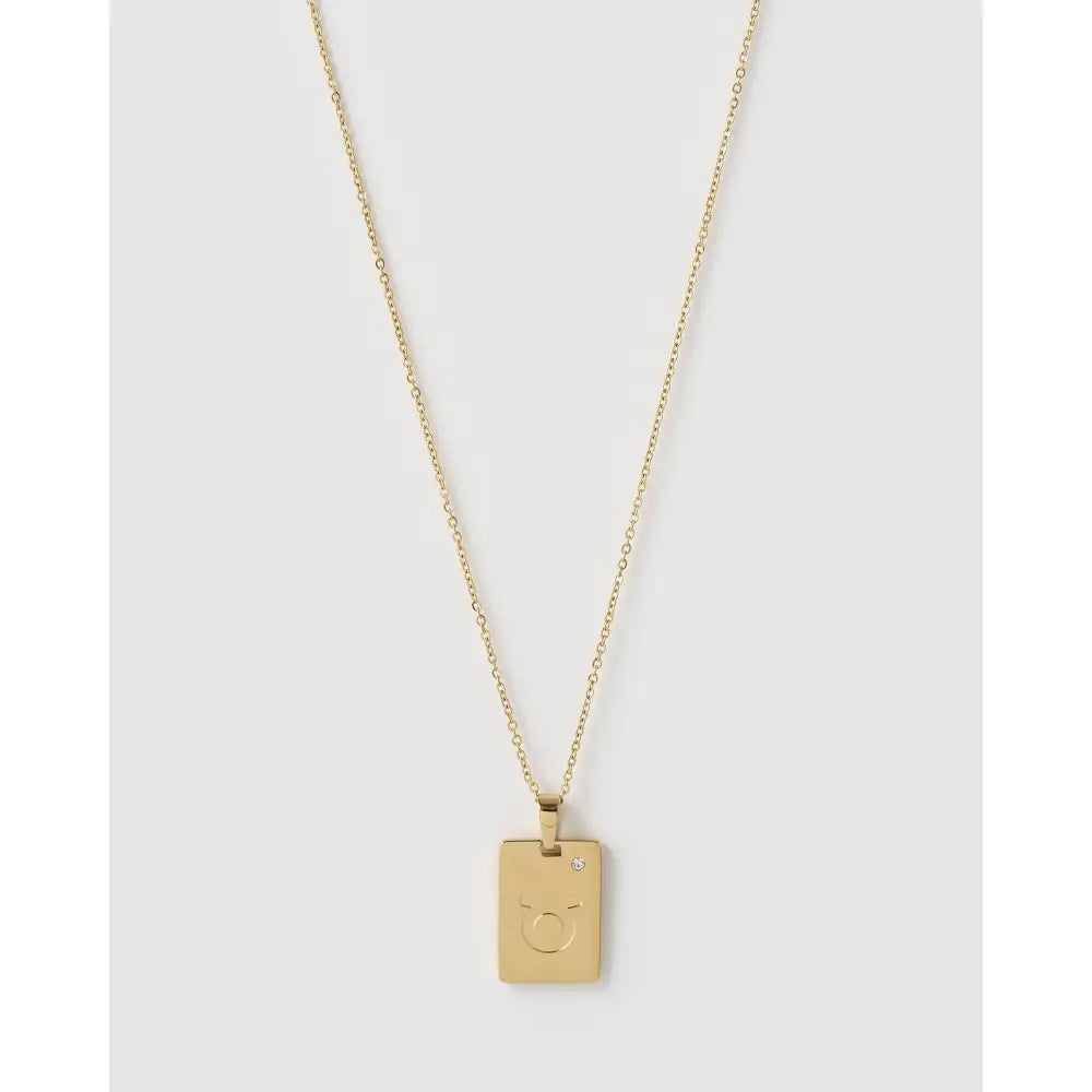 Zodiac Gold Tag Necklace - Taurus - Necklaces