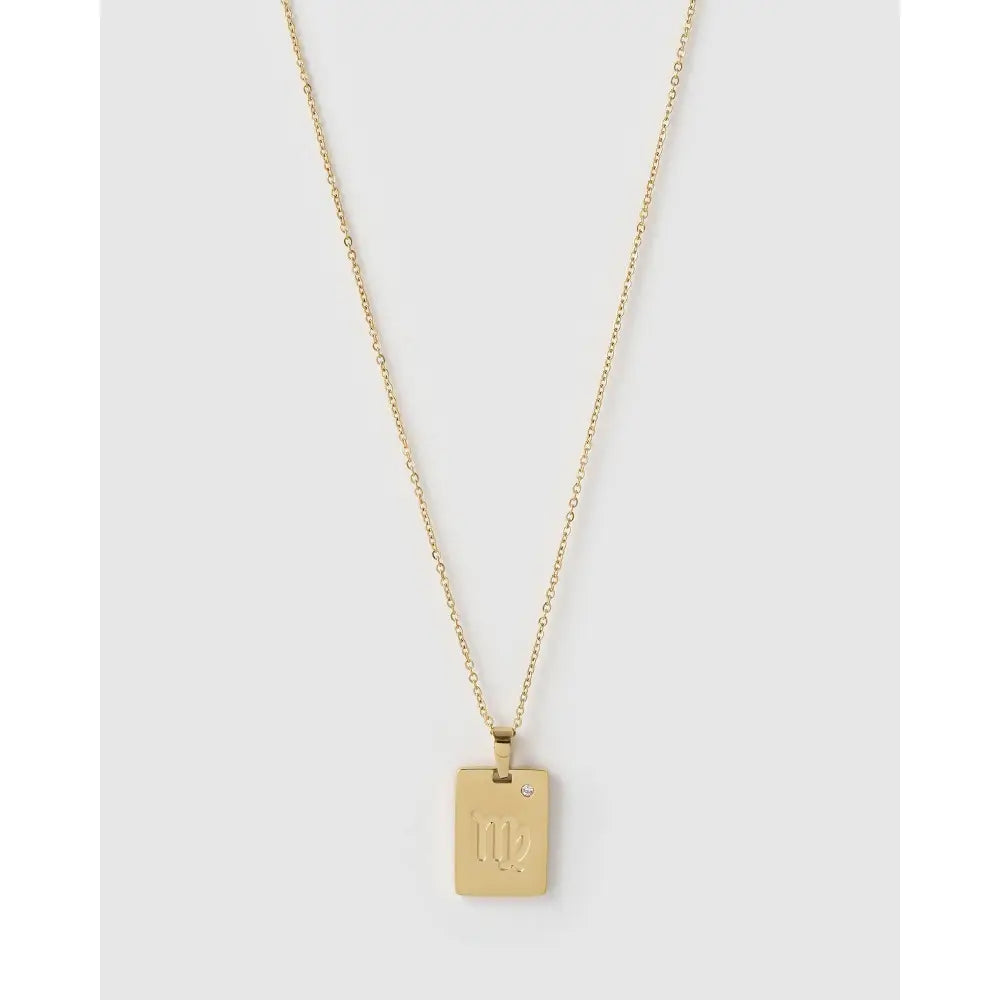 Zodiac Gold Tag Necklace - Virgo - Necklaces