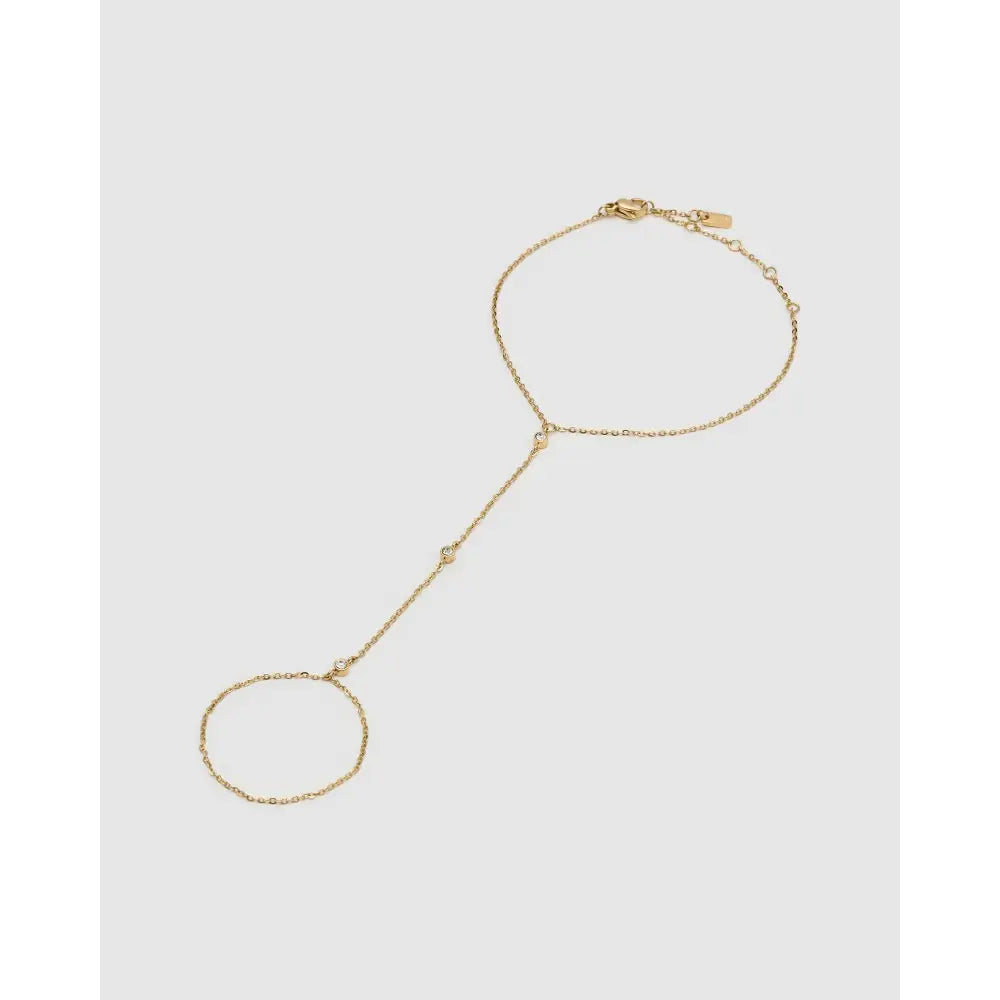 Zoe Zircon Gold Hand Chain - Gold - Bracelets