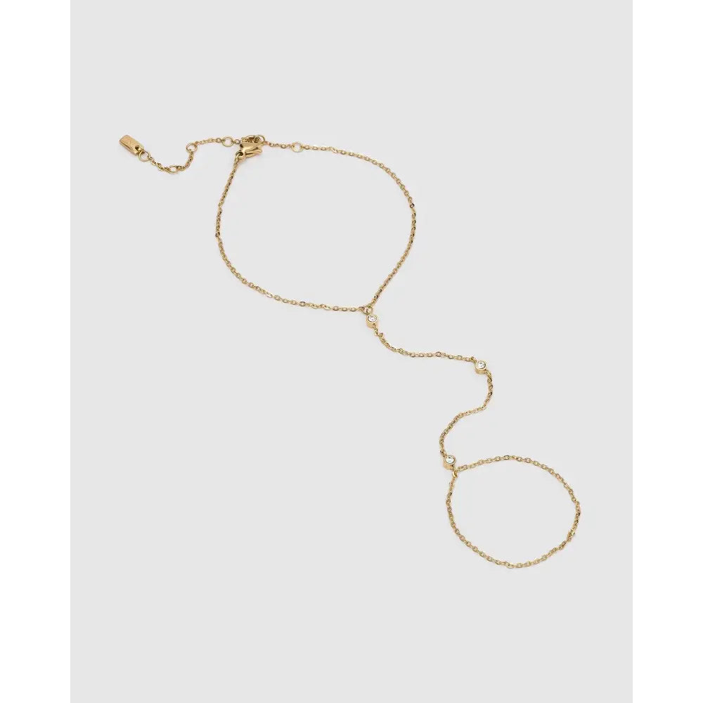 Zoe Zircon Gold Hand Chain - Gold - Bracelets